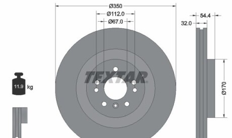 Диск гальмівний (передній) MB M-class (W166)/GL-class (X166) 11- (350x32) PRO+ - TEXTAR 92284205