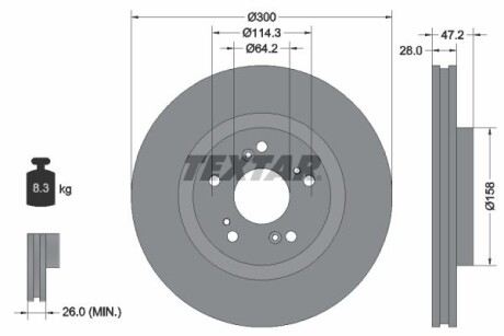 Tarcza hamulcowa 300x47 v honda accord 08> pro szt - (45251S1AE20, 45251TA1A00, 45251TA1A01) TEXTAR 92284603