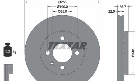 Тормозной диск - TEXTAR 92287003