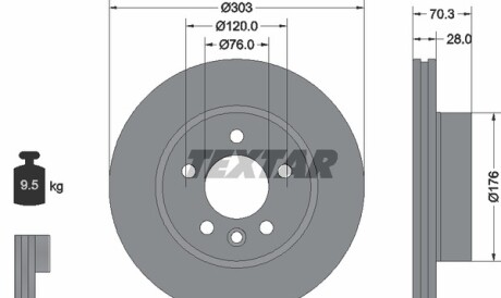 Фото 4 - Гальмівний диск TEXTAR 92288403