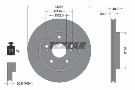 Tarcza hamulcowa pro suzuki swift iv fz nz 12> szt - (5531170L00, 5531170L00000, 5531172L00) TEXTAR 92289403