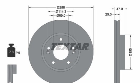 Диск гальмівний - (51712G4000) TEXTAR 92290503