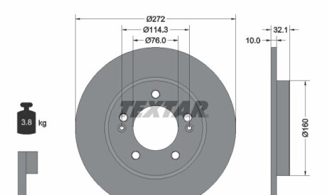 Tarcza hamulcowa 272x10 p 5-otw hyundai i30 16> tyl pro szt - TEXTAR 92291703