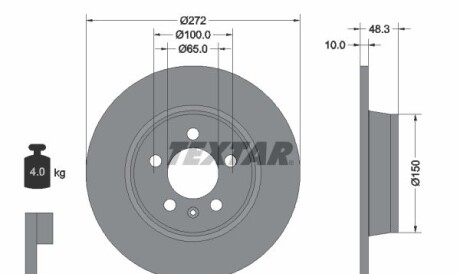 Диск гальмівний (задній) Audi A1 1.4-1.8 11-18 (272x10) PRO - TEXTAR 92292003