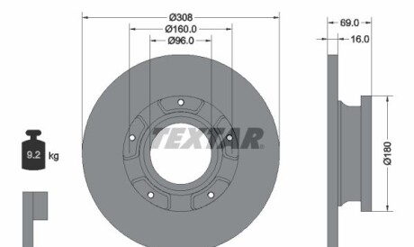 Диск гальмівний (задній) Ford Transit 12- (308x16) PRO (спарка) - TEXTAR 92292603