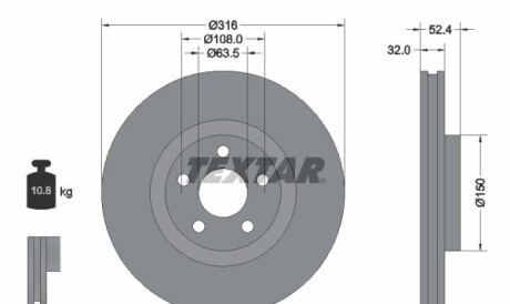 Диск гальмівний - (e1GC1125ED, E1GC1125EC, 5312312) TEXTAR 92293603