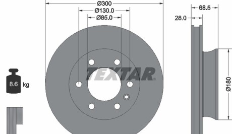 Диск тормозной - (2E0615301, 68006716AA) TEXTAR 92301203