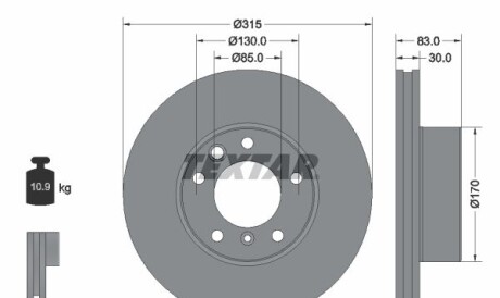 Диск гальмівний - TEXTAR 92304905