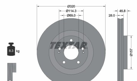 Диск гальмівний - TEXTAR 92306503