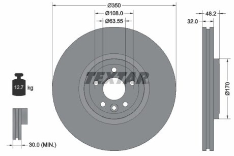 Tarcza hamulcowa przod - (t4N1803, T4A2343, T4K5014) TEXTAR 92308105