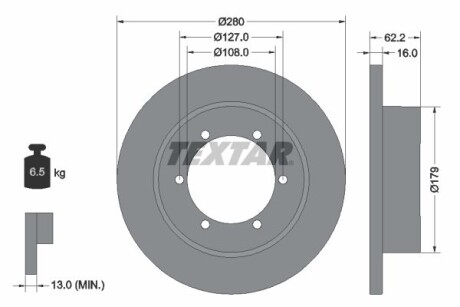 Tarcza hamulcowa tyl - (43206MB600, 5001874635) TEXTAR 92308500