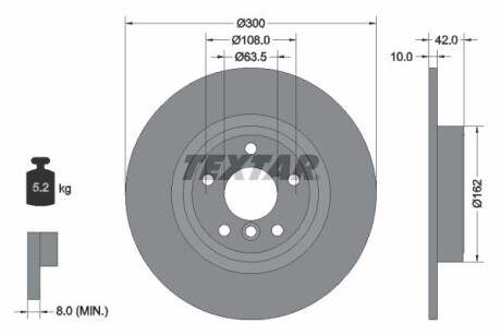 Tarcza hamulcowa tyl - (t4N1742) TEXTAR 92309505