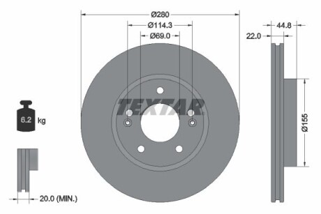 Tarcza hamulcowa przod - (51712G2100) TEXTAR 92314703