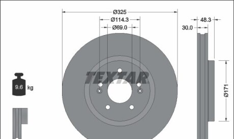 Диск тормозной (передний) Hyundai Tucson 20-/Kia Sportage V 21- (325x30) PRO - TEXTAR 92337103
