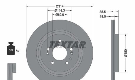 Диск гальмівний - TEXTAR 92347503