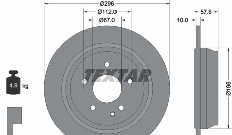 Диск гальмівний - (6394230112, A6394230112) TEXTAR 93123503