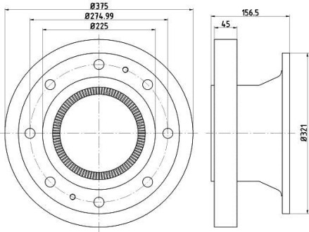 Диск гальмівний задн Лів/Прав (375ммx45мм) VOLVO FL 03.00- - TEXTAR 93243000