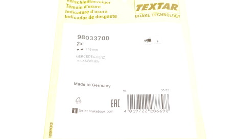 Фото 2 - Датчик износа тормозных колодок TEXTAR 98033700