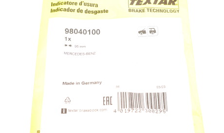 Фото 2 - Датчик износа тормозных колодок TEXTAR 98040100