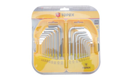 Набір ключів Г-под. Hex 1-10 мм, Torx T10-50 - Topex 35D952