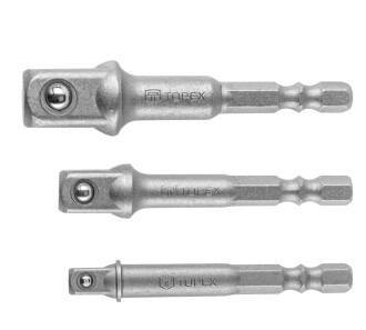 Набор переходников для шуруповерта M6x1/2"-1/4"-3/8" 3 ед. - Topex 38D151