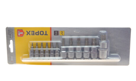 Набір головок 1/4", 3/8", 1/2" зі вставками Torx 12 од. - Topex 39D342