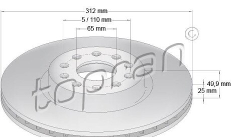 Тормозной диск - TOPRAN / HANS PRIES 110 073