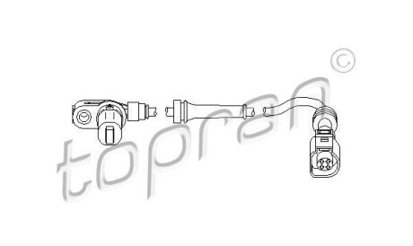 Датчик, частота вращения колеса - (1112764, 1110439, 7M3927807G) TOPRAN / HANS PRIES 112 227 (фото 1)