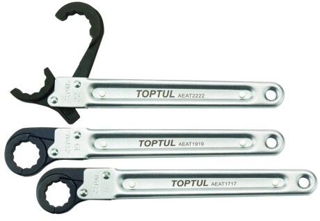 Ключ накидний / тріскачка, 13 мм, відкритий, розмір: 13, довжина: 156мм, обробка: сатин - Toptul AEAT1313