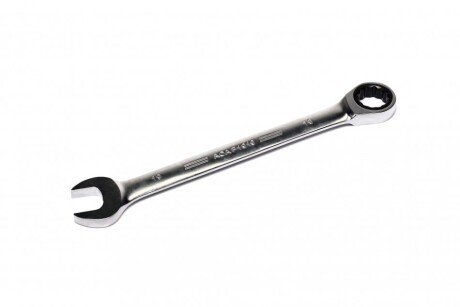 Ключ комбинований / тріскачка, 72 кількість зубів, односторонній, з тріскачкою, : 19мм, довжина: 247 мм, кут: 15°, обробка: сатинний хром,матеріал: хром-ванадієва легована сталь - Toptul AOAF1919