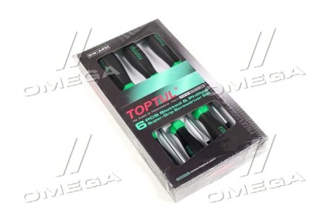 Набір викруток 6 шт, профіль: Philips PH / плоска, 10x200 4x100 6.5x150 мм, розмір Philips: PH1 PH2 PH3 - Toptul GAAE0611