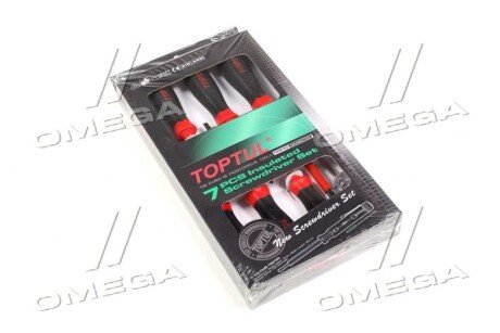 Набір викруток 7 шт, тип ключа: викрутки Phillips PH / плоскі викрутки, профіль Philips PH / VDE / плоска, розмір викрутки: 4x100 5.5x125 6.5x150, розмір Philips: PH1 PH2 PH3 - Toptul GAAE0704