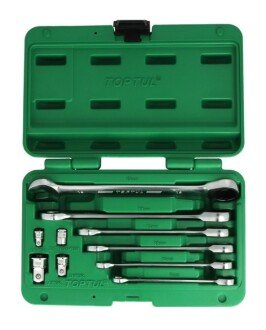 Набір комбінованих ключів 10 шт, 8 10 12 13 17 19, упаковка: у пластиковій валізі - Toptul GAAI1004