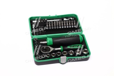 Набір інструментів, комбінований 41 шт, профіль: 6-кутна / HEX / PZ / Philips PH / TORX Tamper / плоска, розмір гнізда: 1/4", упаковка: у пластиковій валізі - Toptul GADW4101