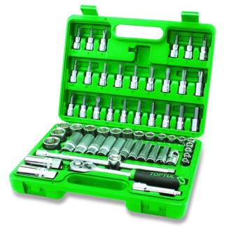 Набір інструментів, 6-кутні насадки / TORX біти / адаптери / насадки біти HEX / насадки біти Philips PH / насадки біти пласкі / подовжувачі / спеціальні насадки / тріскачки / універсальний шарнір 3/8 - Toptul GCAI6001