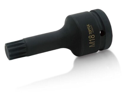 Насадка SPLINE / XZN, інбусовий 3/4",. / для коліс / для підшипників, розмір SPLINE / XZN: M18, довжина: 105мм, обробка: чорна, Audi / Seat / Skoda / VAG / VW - Toptul KADB2418