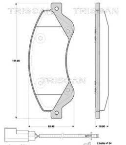 Комплект тормозных колодок, дисковый тормоз - TRISCAN 8110 16017