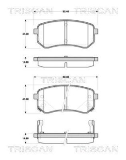 Колодки гальмівні дискові - (5830207A10, 583020XA00, 5830207A00) TRISCAN 811018018