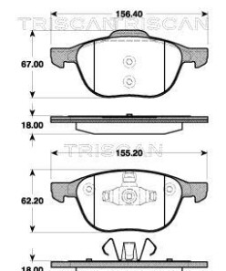 Комплект тормозных колодок, дисковый тормоз - TRISCAN 8110 50023