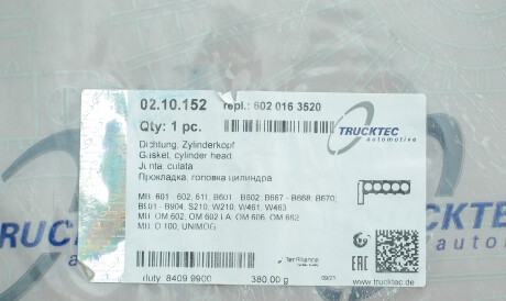 Фото 2 - Прокладка ГБК блока циліндрів TRUCKTEC 02.10.152 (0210152)