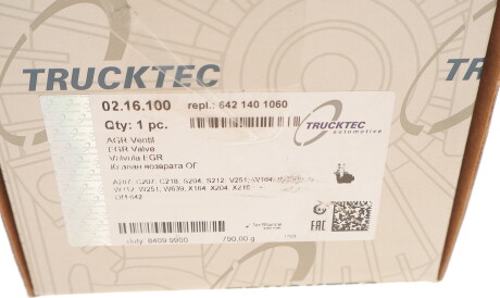 Фото 2 - Клапан EGR TRUCKTEC 02.16.100 (0216100)