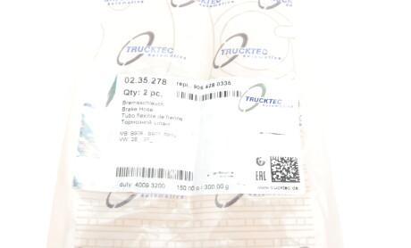 Фото 6 - Гальмівний шланг TRUCKTEC 02.35.278 (0235278)