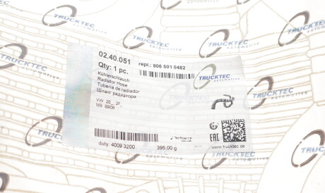 Фото 2 - Патрубок системы охлаждения TRUCKTEC 02.40.051 (0240051)