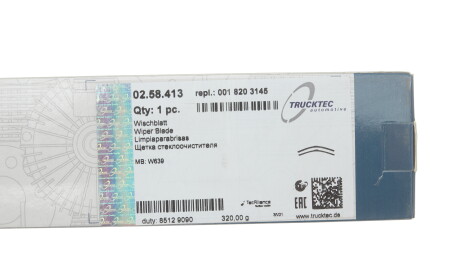 Фото 11 - Двірник (щітка склоочисника) TRUCKTEC 02.58.413 (0258413)