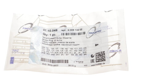 Фото 2 - Пробка масляного поддона TRUCKTEC 07.10.049 (0710049)