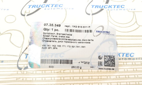 Фото 2 - Кожух тормозного диска TRUCKTEC 07.35.349 (0735349)