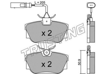 Комплект тормозных колодок, дисковый тормоз - TRUSTING 355.2