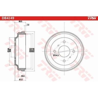 Фото 2 - Гальмівний барабан TRW DB4349