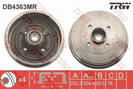 Тормозной барабан - TRW DB4363MR