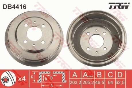 Тормозной барабан - TRW DB4416